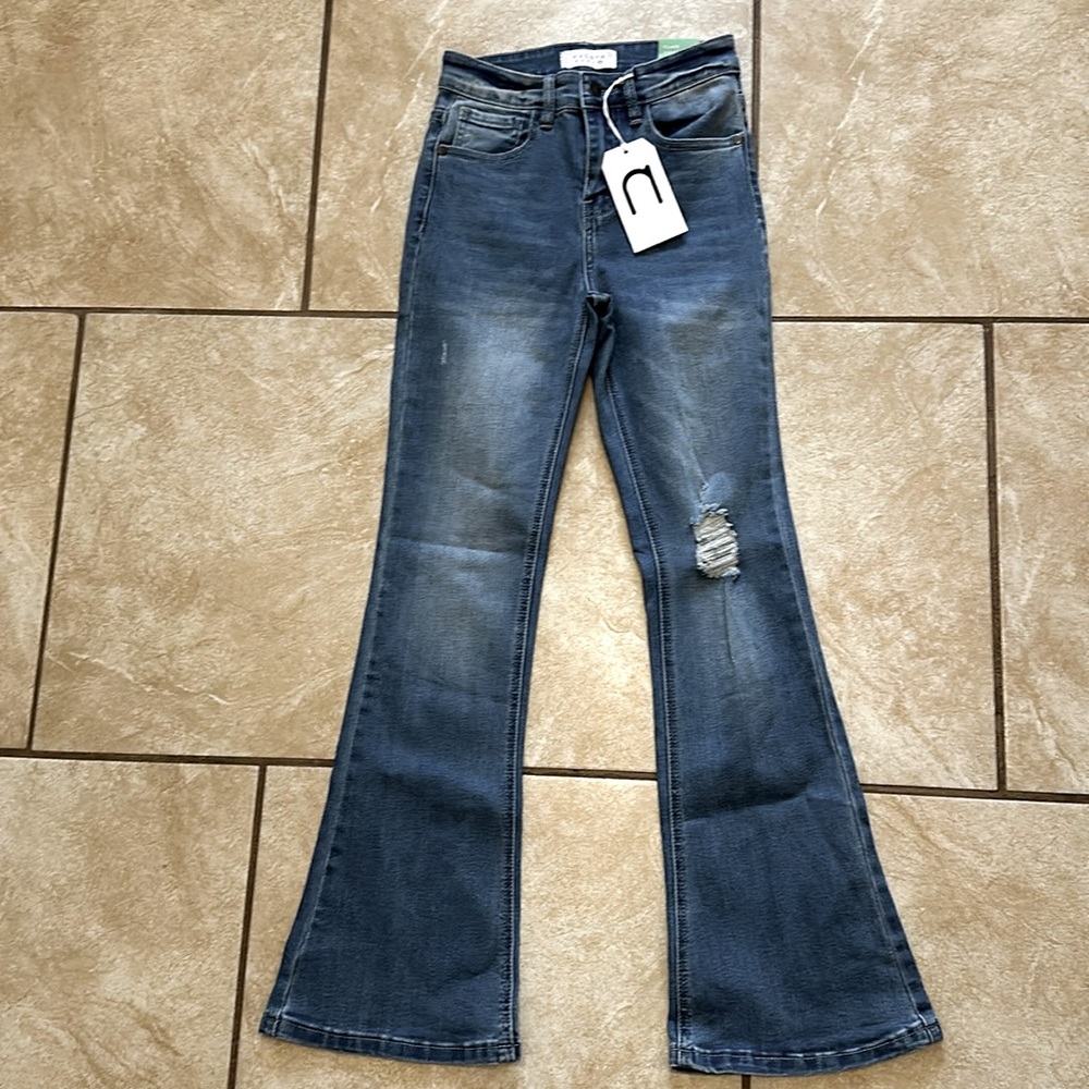 High rise flare legged jeans